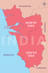 State of Goa India with capital city Panaji aka Punjim hand drawn map