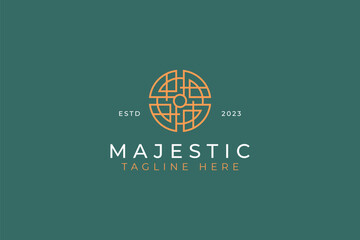 Majestic Ancient Geometric Abstract Line Circle Logo Premium Business Company Creative Symbol