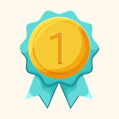 Award for winning a dog competition. Winner. First place. Vector illustration in cartoon style.