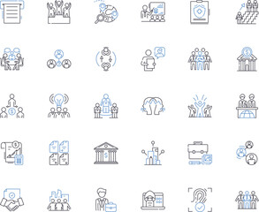 Investment vehicle line icons collection. Stocks, Bonds, Futures, Options, MutualFunds, ETFs, RealEstate vector and linear illustration. Commodities,Cryptocurrencies,REITs outline signs Generative AI