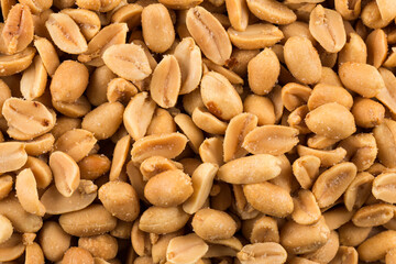 large amount of peeled salted peanuts