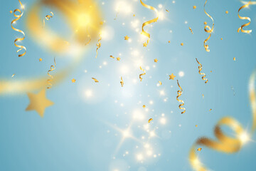 Fototapeta premium Illustration of falling confetti on a transparent background.
