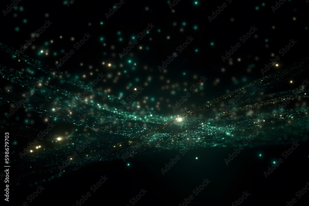 Wall mural green emerald background with shining elements. neural network ai generated art