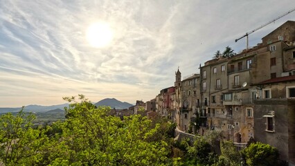 Fototapeta na wymiar Panoramic view of di Guardia Sanframondi in the province of Benevento, Italy.