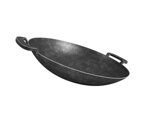 wok pan on white background