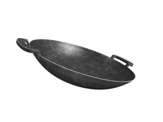wok pan on white background