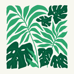 Floral abstract elements. Tropical Botanical composition. Modern trendy Matisse minimal style. Floral poster, invite. Vector arrangements for greeting card or invitation design