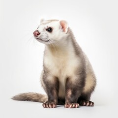 ferret, pet, animal, polecat, white, isolated, mammal, white background, brown, mustela, isolated on white, vertebrate, rodent, domestic, sitting, young, studio shot, furry, cute, fur, studio, animals