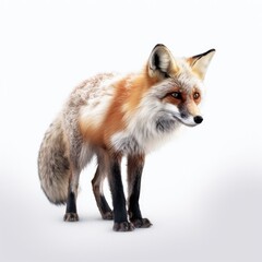 Obraz premium fox, animal, red fox, wildlife, red, mammal, vulpes vulpes, wild, nature, isolated, fur, white background, white, wild animal, young, portrait, isolated on white, cub, predator, cute, furry, studio sh