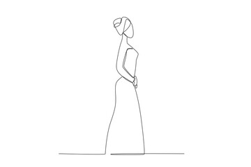 An African woman wearing an African dress. Africa tribe one-line drawing