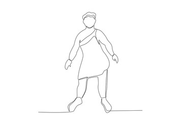 A man wearing African clothes. Africa tribe one-line drawing