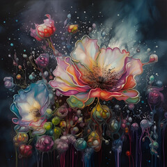 Obraz na płótnie Canvas beautiful fantasy flowers in the world. generative ai