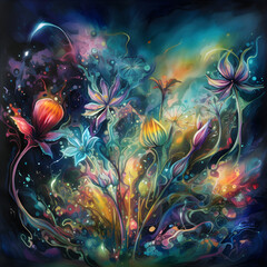 beautiful fantasy flowers in the world. generative ai