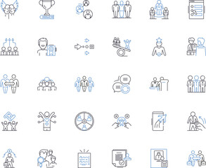 Executive coaching line icons collection. Leadership, Mentorship, Development, Training, Management, Communication, Strategy vector and linear illustration. Generative AI