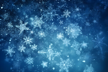 Fototapeta na wymiar Blue christmas background with snowflakes. generative ai