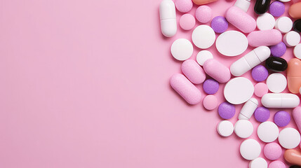 Obraz na płótnie Canvas Pills on pink background