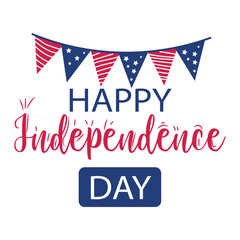 Text HAPPY INDEPENDENCE DAY on white background. 4th of July celebration