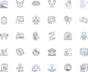 economic strategy line icons collection. Investment, Capital, Growth, Resources, Infrastructure, Productivity, Innovation vector and linear illustration. Entrepreneurship,Trade,Export Generative AI