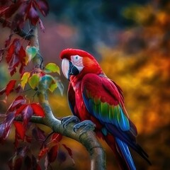 Obraz premium parrot, bird, animal, green, beak, colorful, tropical, nature, amazon, wildlife, pet, red, feather, blue, yellow, wild, color, exotic, australia, parakeet, feathers, lorikeet, agapornis, lovebird, bir