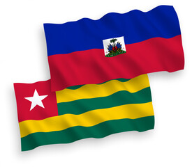 Flags of Togolese Republic and Republic of Haiti on a white background