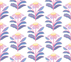The flowers are painted with gouache. Seamless pattern for textiles. Cute illustration.