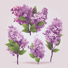 A collection of sleek and minimalistic lilac illustrations for a clean aesthetic.