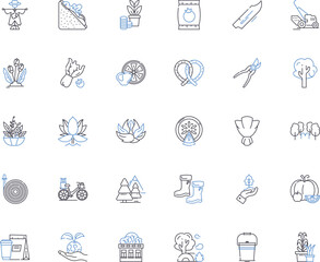 Cultivation industry line icons collection. Cultivate, Harvest, Irrigation, Fertilizer, Organic, Sustainability, Hydroponics vector and linear illustration. Greenhouse,Gardening,Soil Generative AI