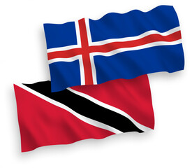 Flags of Republic of Trinidad and Tobago and Iceland on a white background