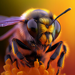bee on a flower macro generative AI