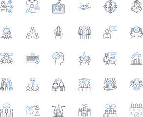 Corporate structure line icons collection. Hierarchy, Chain, Management, Organization, Framework, Control, Power vector and linear illustration. Authority,Decentralization,Downsizing Generative AI