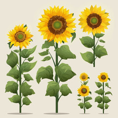 A collection of sleek and minimalistic sunflower illustrations.