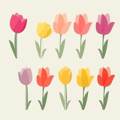 Pack of vibrant tulip illustrations for your creative projects.