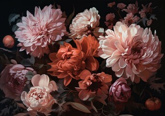 Elegant Bright Floral Blossom Plant Flower Digital Generated Illustration Artwork Template	
