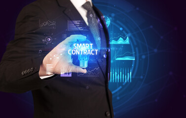 Businessman holding a light bulb, new business concept
