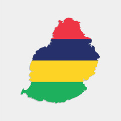 mauritius map with flag on gray background