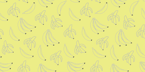 bananas pattern vector. seamless repeat illustration. tropical fruit simple line art
