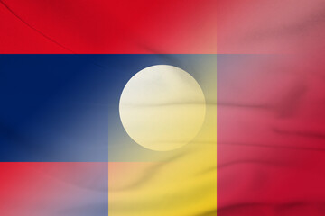 Laos and Romania political flag transborder relations ROU LAO