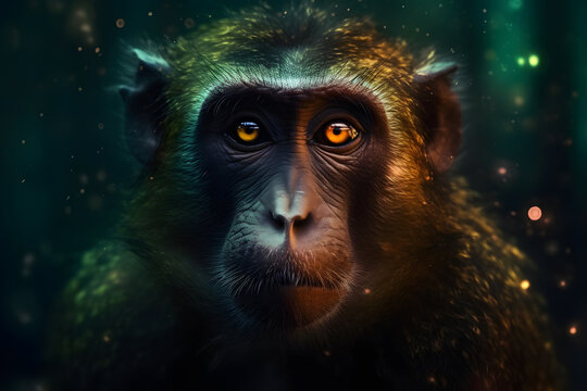 Monkey portrait. Neural network AI generated art