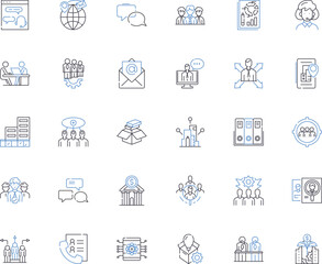 Company line icons collection. Innovative, Reliable, Trusrthy, Efficient, Professional, Affordable, Convenient vector and linear illustration. Quality,Experienced,Sustainable outline Generative AI