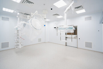 modern new operating room in hospital clinic packed medical equipment for surgery in empty room