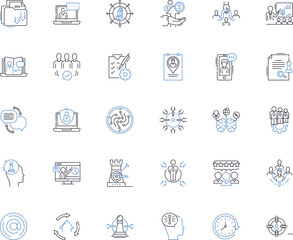 Collaborative venture line icons collection. Partnership, Alliance, Cooperation, Synergy, Teamwork, Unity, Joint venture vector and linear illustration. Cohesion,Collaboration,Synergism Generative AI