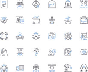 Corporate company line icons collection. Business, Organization, Enterprise, Firm, Company, Industry, Marketplace vector and linear illustration. Commerce,Collaboration,Partnerships Generative AI