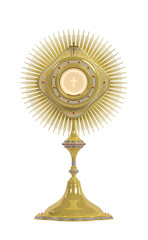 Jesus Cristo no ostens√≥rio presente no Sacramento da Eucaristia - Ilustra√ß√£o 3D