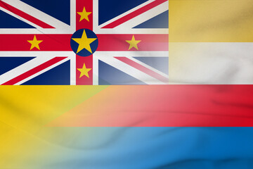 Niue and Comoros official flag international contract COM NIU