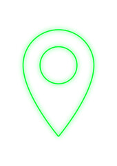 Green location icon glowing outlines, navigation gps