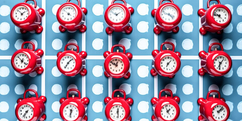 A Creative pattern was formed from a red alarm clock - generative ai.