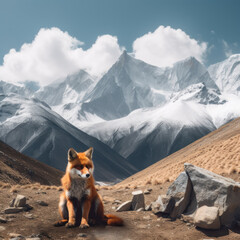 Ein Roter Fuchs im Gebirge