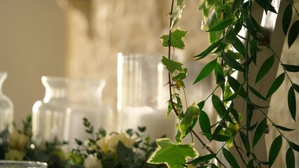 Wedding flower arrangement at ceremony venue  Generative AI