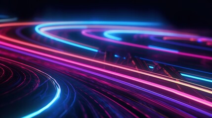 Fototapeta na wymiar Futuristic technology wave background design with lights and speed motion blur. generative ai