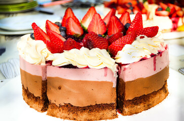 chocolate cake with strawberries
